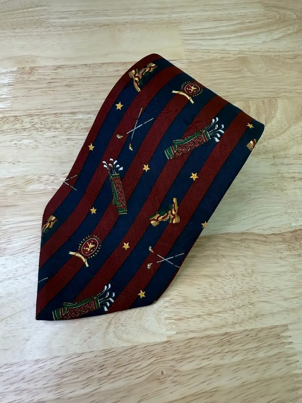 Tommy Hilfiger Golf Theme 100% Silk Men's Neck Tie Red Blue